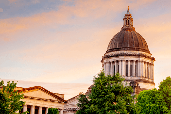Top of the state capitol building in Washington state