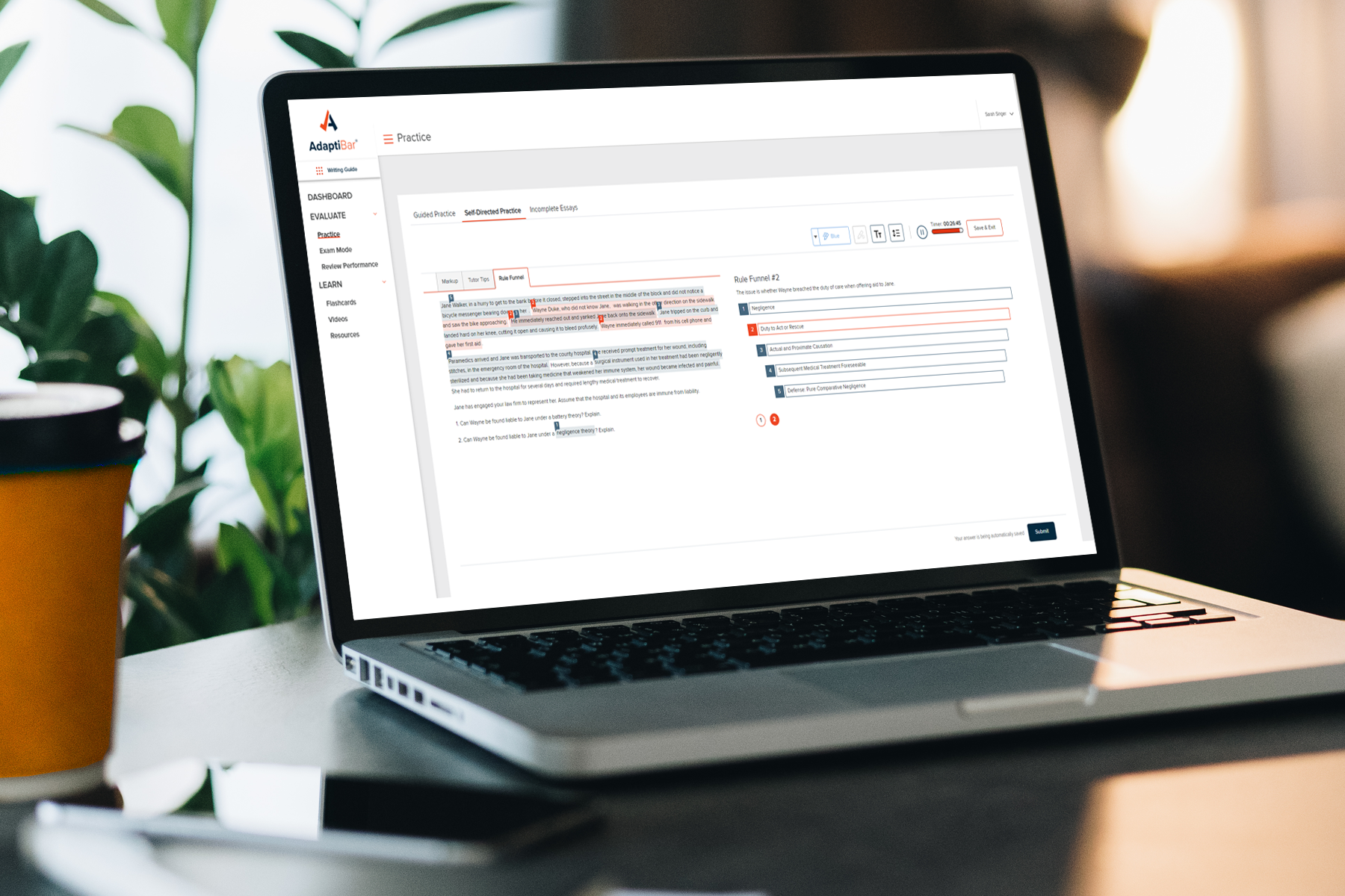 Example of AdaptiBar's Writing Guide on the screen of a laptop
