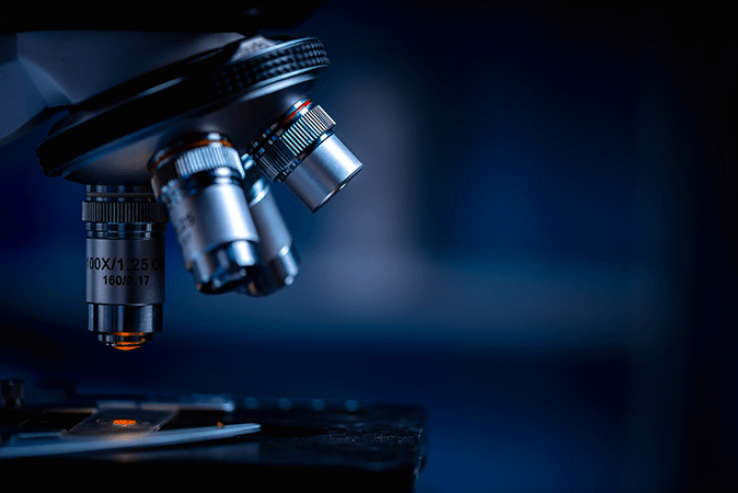 Close-up of a microscope in a laboratory