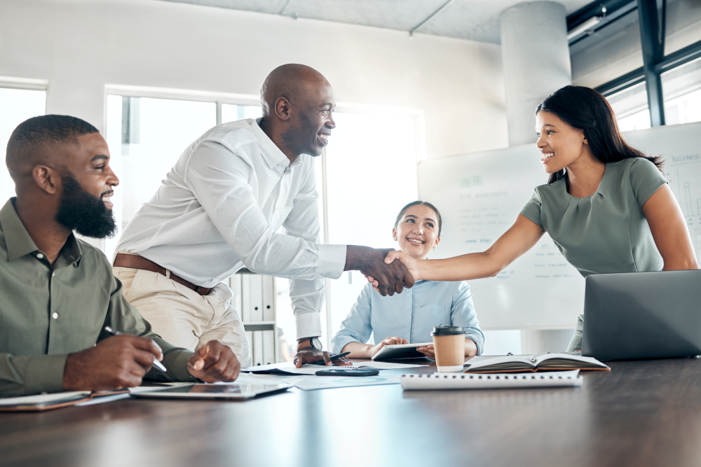 Two lawyers shaking hands