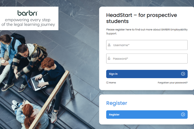 Image of the website login for HeadStart