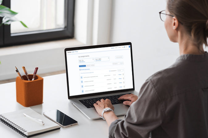 Woman using the SQE1 Prep Preview