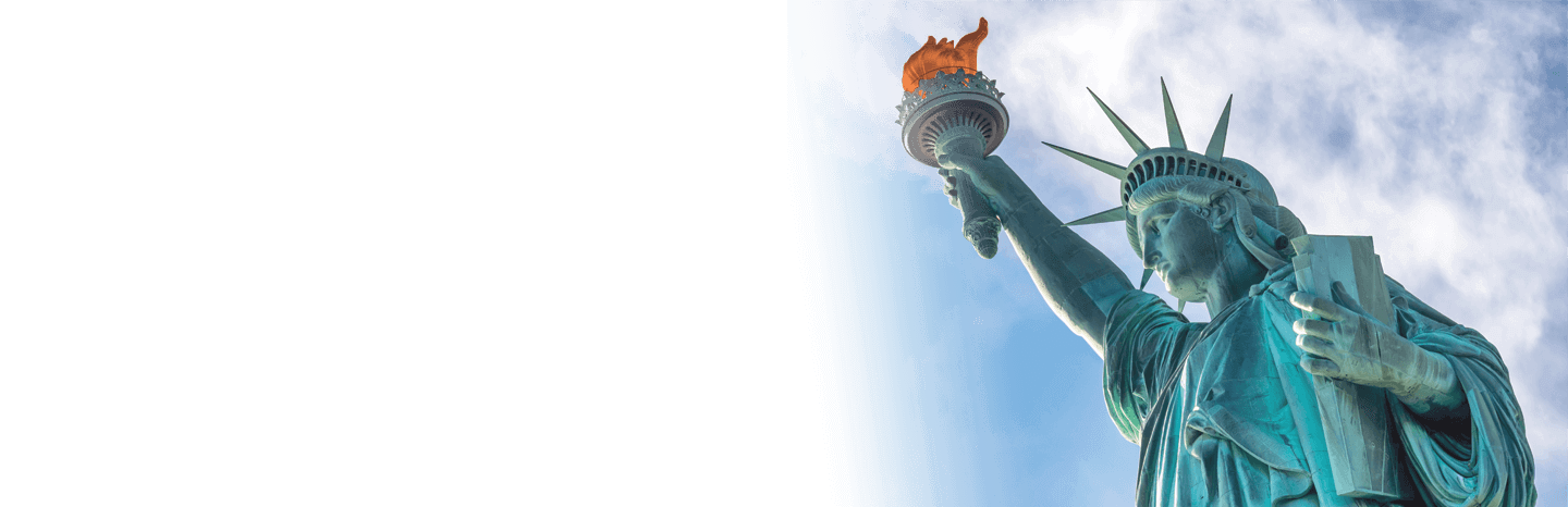 Looking up at the top of the Statue of Liberty